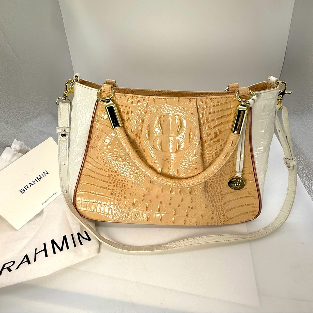 Brahmin Ruby Apricot Crandon Crossbody &‎ Handbag Dust Bag & Registration Card